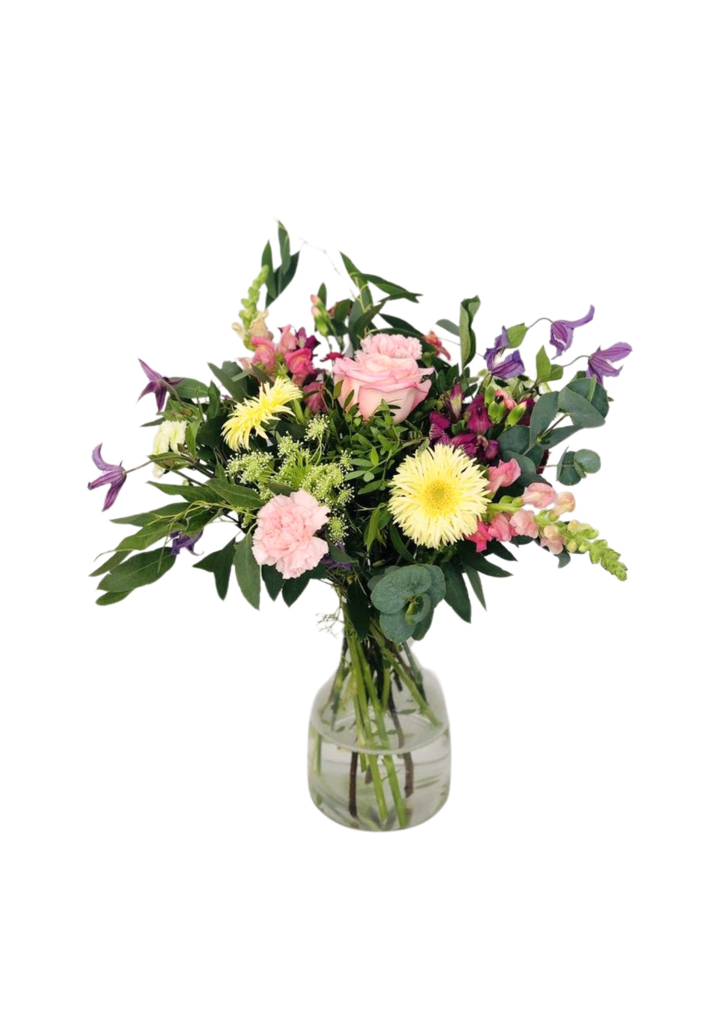 <h2>Beautiful Flowers in Vase | Summer Flowers</h2>
<br>
<ul>
<li>Approximate Dimensions: 30cm x 40cm</li>
<li>Flowers arranged by hand into a glass vase and finished off with a hidden wooden ladybird</li>
<li>To give you the best occasionally we may make substitutes</li>
<li>Our flowers backed by our 7 days freshness guarantee</li>
<li>For delivery area coverage see below</li>
</ul>
<br>
<h2>Flower Delivery Coverage</h2>
<p>Our shop delivers flowers to the following Liverpool postcodes L1 L2 L3 L4 L5 L6 L7 L8 L11 L12 L13 L14 L15 L16 L17 L18 L19 L24 L25 L26 L27 L36 L70 If your order is for an area outside of these we can organise delivery for you through our network of florists. We will ask them to make as close as possible to the image but because of the difference in stock and sundry items, it may not be exact.</p>
<br>
<h2>Vase of Flowers| Flowers delivered in water</h2>
<p>These beautiful flowers hand-arranged by our professional florists into a glass vase are a delightful choice from our new collection. This bouquet of summer favourites would make the perfect gift to let someone know you are thinking of them.</p>
<br>
<p>A bouquet arranged into a vase is a lovely display of fresh flowers that have the wow factor. The advantage of having a bouquet made this way is that they are artfully arranged by our florists and tied so that they stay in the vase.</p>
<br>
<p>At no point are the flowers out of water. This means they look their very best on the day they arrive and continue to delight for days after.</p>
<br>
<p>Being delivered in a vase means the recipient does not need to find a suitable vase, they can just put them down and enjoy.</p>
<br>
<p>Featuring 3 Pink Roses, 3 Gold Panicum, 1 Sweet Rocket, 3 Veronica, 3 Pink Carnations, 1 Limonium, 1 Ammi, 3 Yellow/White alstroemeria, 3 Green Chrysanthemum, and 1 Penny Cress together with mixed seasonal foliage all hand-arranged into a beautiful vase.</p>
<br>
<h2>Eco-Friendly Liverpool Florists</h2>
<p>As florists we feel very close earth and want to protect it. Plastic waste is a huge problem in the florist industry so we made the decision to make our packaging eco-friendly.</p>
<p>To achieve this, we worked with our packaging supplier to remove the lamination off our boxes and wrap the tops in an Eco Flowerwrap, which means it easily compostable or can be fully recycled.</p>
<p>Once you've finished enjoying your flowers from us, they will go back into growing more flowers! Only a small amount of plastic is used as a water bubble and this is biodegradable.</p>
<p>Even the sachet of flower food included with your bouquet is compostable.</p>
<p>All our bouquets have small wooden ladybird hidden amongst them, so do not forget to spot the ladybird and post a picture on our social media pages to enter our rolling competition.</p>
<br>
<h2>Flowers Guaranteed for 7 Days</h2>
<p>Our 7-day freshness guarantee should give you confidence that we will only send out good quality flowers.</p>
<p>Leave it in our hands we will create a marvellous bouquet which will not only look good on arrival but will continue to delight as the flowers bloom.</p>
<br>
<h2>Liverpool Flower Delivery</h2>
<p>We are open 7 days a week and offer advanced booking flower delivery, same-day flower delivery, 3-hour flower delivery. Guaranteed AM PM or Evening Flower Delivery and also offer Sunday Flower Delivery.</p>
<p>Our florists deliver in Liverpool and can provide flowers for you in Liverpool, Merseyside. And through our network of florists can organise flower deliveries for you nationwide.</p>
<br>
<h2>The Best Florist in Liverpool, your local Liverpool Flower Shop</h2>
<p>Come to Booker Flowers and Gifts Liverpool for your beautiful flowers and plants. For that bit of extra luxury, we also offer a lovely range of finishing touches, such as wines, champagne, locally crafted Gin and Rum, vases, Scented Candles and Chocolates that can be delivered with your flowers.</p>
<p>To see the full range, see our extras section.</p>
<p>You can trust Booker Flowers and Gifts of delivery the very best for you.</p>
<p><br /><br /></p>
<p><em>5 Star review on Yell.com</em></p>
<br>
<p><em>Thank you Gemma for your fabulous service. The flowers are of the highest quality and delivered with a warm smile. My sister was delighted. Ordering was simple and the communications were top-notch. I will definitely use your services again.</em></p>